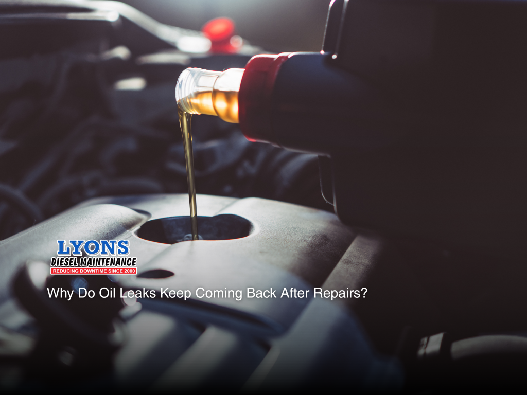 A mechanic changing oil of a diesel engine