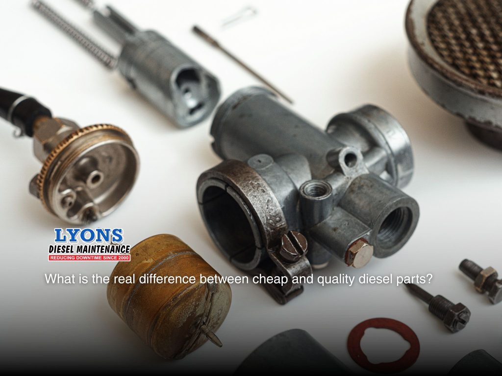 Cheap diesel parts arranged on the table.